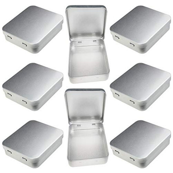Latas Rectangulares Con Tapa Bisagra 93x83x25mm 8u Plateado 0