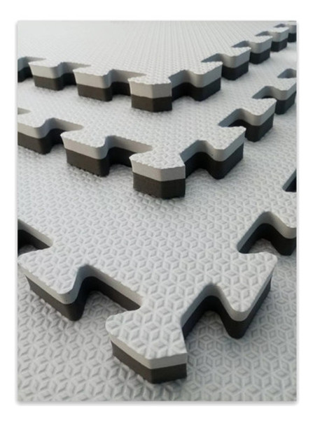 Tatame Eva 50cmx50cmx2cm Dupla Face Cinza Com Preto Bicolor 0