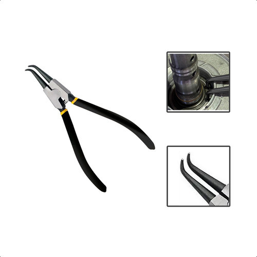 Alicate Para Anéis Interno Pistão Rodas 7 Pols Bico Curvo 0