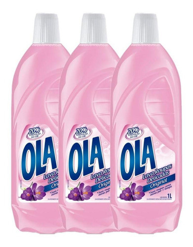 Kit Com 3 Lava Roupas Ola Original 1l Cada 0