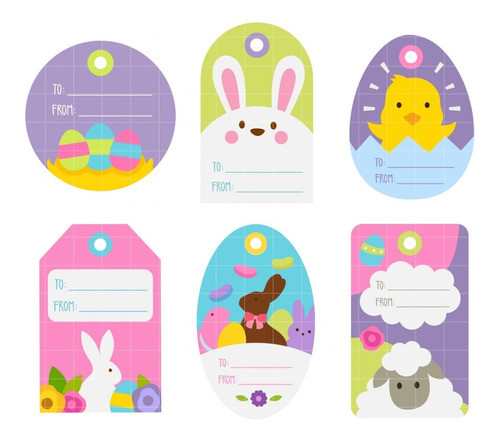 Kit Imágenes Digitales Etiquetas Pascua Easter Gift Tags 0