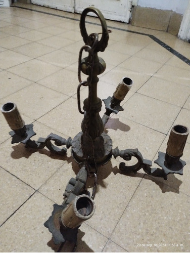 Araña Colgante Antigua De Bronce 0