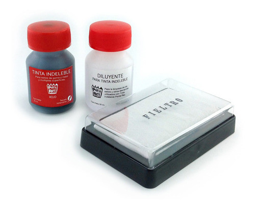 Kit Indeleble Rojo 30cc Para Sellos, Múltiples Superficies 0