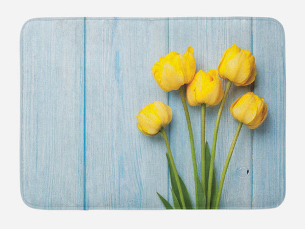 Ambesonne Tapete De Bao De Tulipn, Flores Amarillas Sobre Fo 0