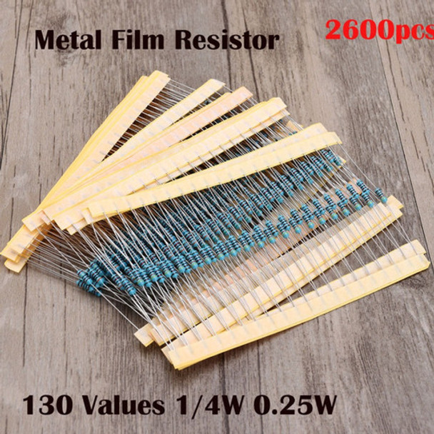 2600pcs 130 Valor Cada 1% 1/4w Metal Film Resistor Surtido K 0