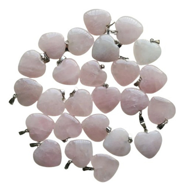 Collar Con Dije Corazon De Piedra Cuarzo Rosa 0