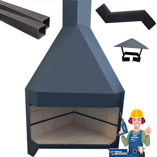 Estufa Metalica Esquinera 85x85 + Ladrillos + Kit Instalació 0