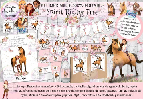 Kit Imprimible Candy Spirit Cabalgando Libre Editable 100% 0