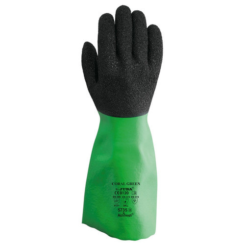 Guante De Pvc Negro/verde Granulado Largo 35cm Juba 5735/9 0