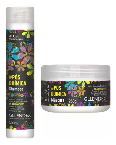 Kit Shampoo + Mascara Posquimica Gllendex Mantención Alisado 0