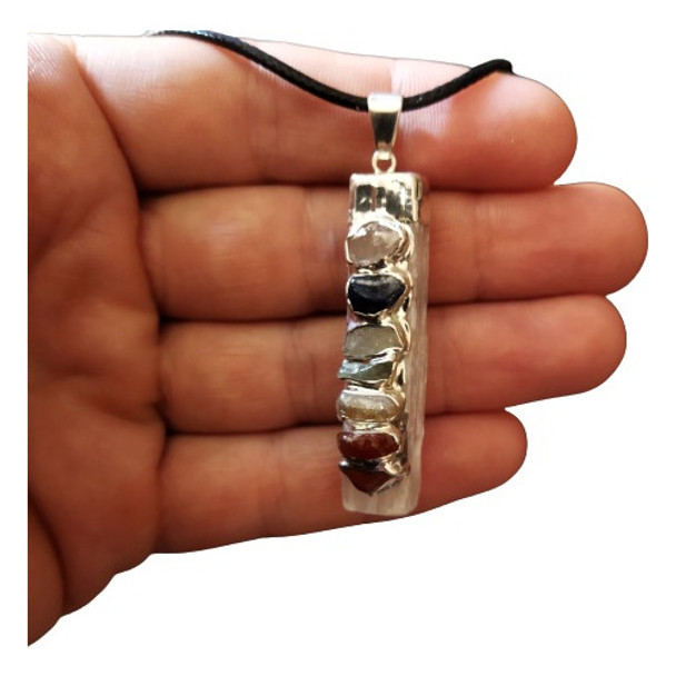 Collar Colgante Piedra Selenita 7 Chakras 0