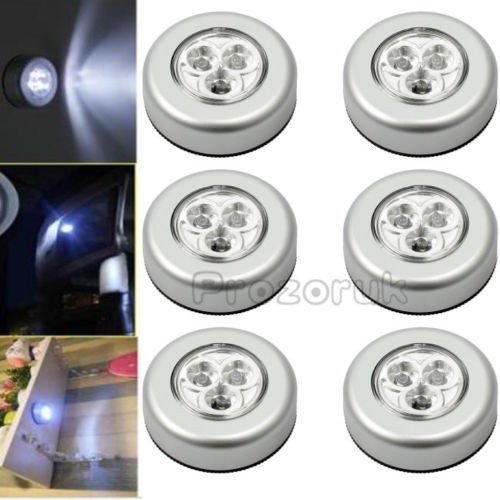 6pcs 3led Touch Self Stick Click Lights Lámpara Con Pilas Pu 0