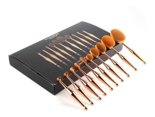 Maquillaje Pinceles 10pcs Conjunto Sirena Oval Fundación Cos 0
