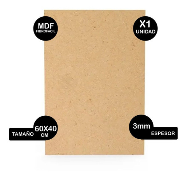 Figura Base Rectángulo 40x60cm 3mm Fibrofacil Mdf- X5 Unidad 0