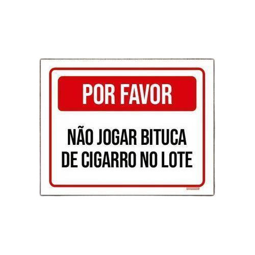 Placa Por Favor Não Jogar Bituca Cigarro Lote 27x35 0
