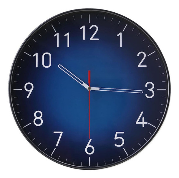Reloj De Pared Azul De 12 Pulgadas, Moderno Redondo Silencio 0