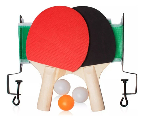 Kit Ping Pong, Tenis De Mesa  2 Raquete + 3 Bolinha +  Rede 0