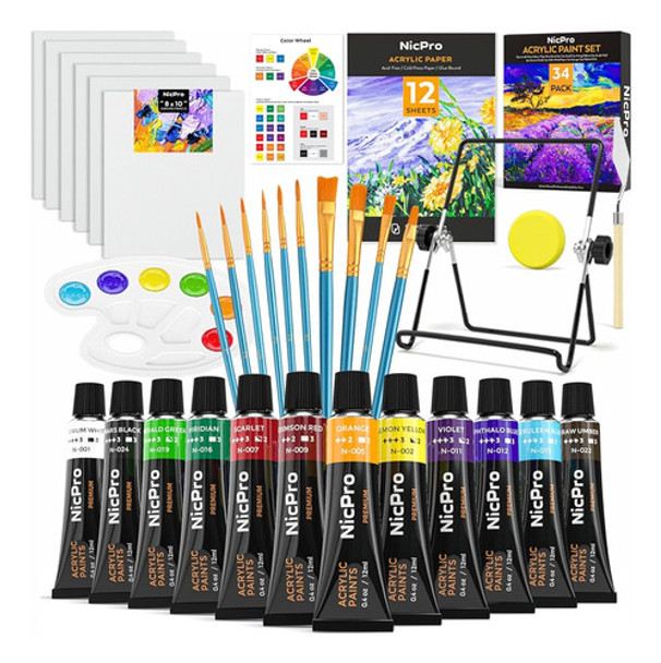 Nicpro Juego De Pintura Para Niños, 34 Piezas De Suministros 0