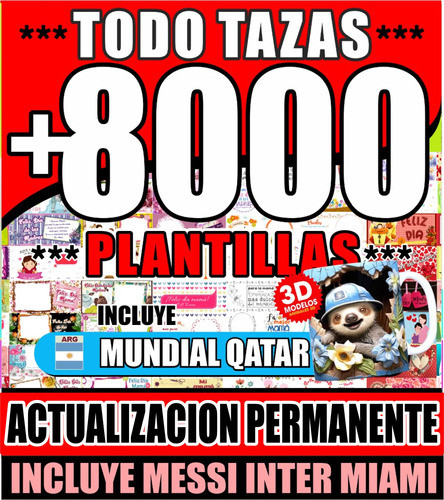 +8000 Plantillas Tazas Premium Alta Calidad Para Sublimar 0