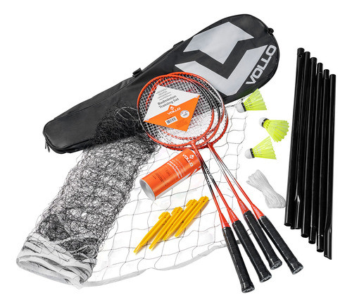 Kit Completo Badminton Com Raquetes Petecas Rede Bolsa Vollo 0