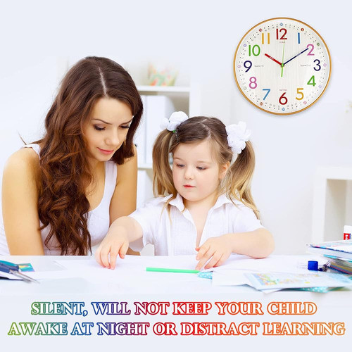 Vreaone Learning Clock Para Niños 12 Pulgadas Reloj De Pared 0