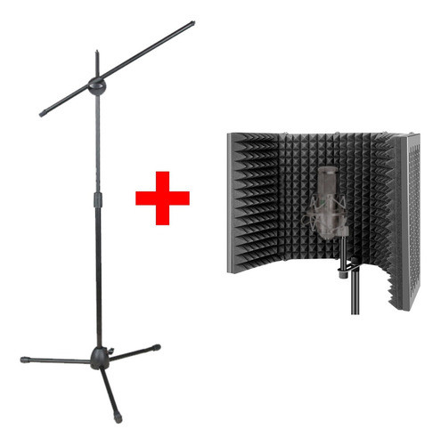 Combo Pie De Microfono Cabina Vocal Studio Grabacion 0