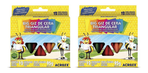 2 Big Giz Triangular Com 12 Cores Acrilex 09312 0