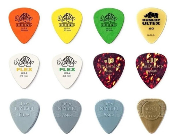 Kit Com 12 Palhetas Dunlop Tortex Sortidas 0 Kit Com 12 Palhetas Dunlop Tortex Sortidas 0