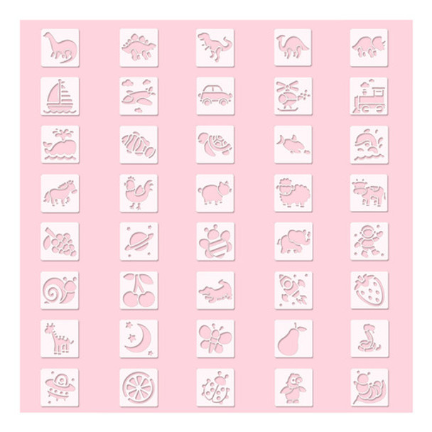 Pack X 2 Sets, 40 Stencils Plantillas Infantiles Escolares 0