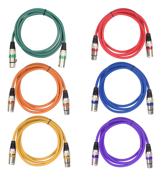 6 Peças De Cabo Xlr.. 5 M/5 Pés Dmx Luz Escenario Xlr Macho 0