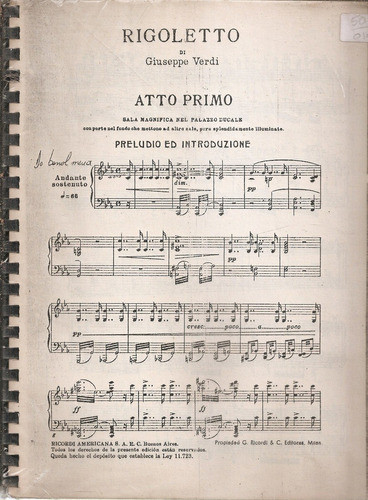 Rigoletto Verdi Ricordi - (partitura) 0