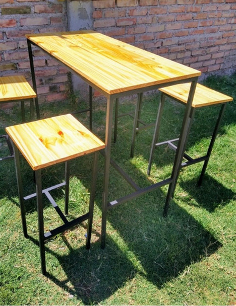 Barra - Desayunador + 4 Banquetas Estilo Industrial 0
