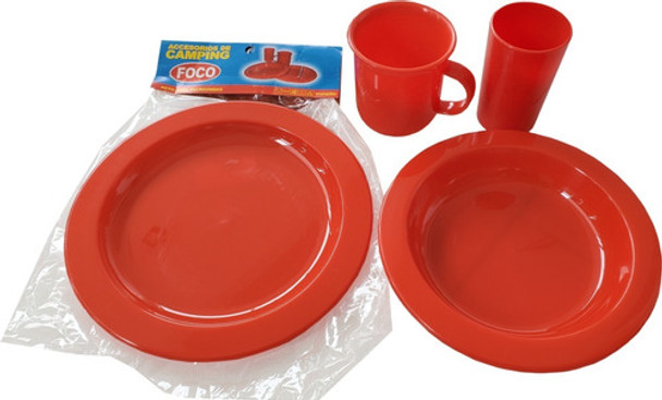 Accesorios De Camping Plastico Foco 2 Platos+vaso+jarro 0