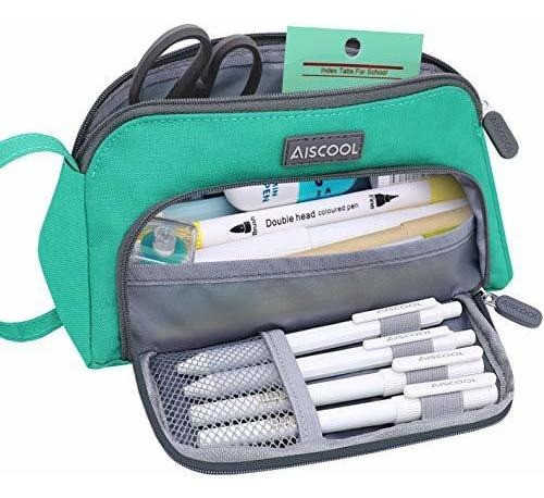 Cartuchera Para Lápices Gran Capacidad Cierre Fuerte Verde 0