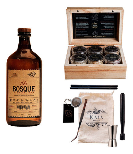 Kit Gin Tonic Botanicos Caja Kaia Premium + Bosque + Bartool 0