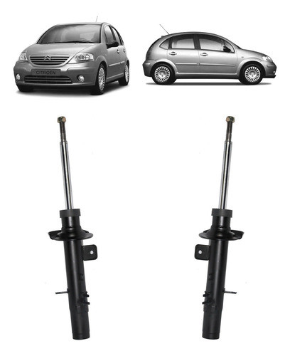 Kit 2 Amortiguador Delantero Derecho Izquierdo C3 2003-2011 0