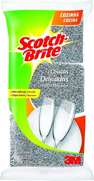 3 Esponja Prateada Macia Lavar Louças 3m Anti Risco Original 0 3 Esponja Prateada Macia Lavar Louças 3m Anti Risco Original 0