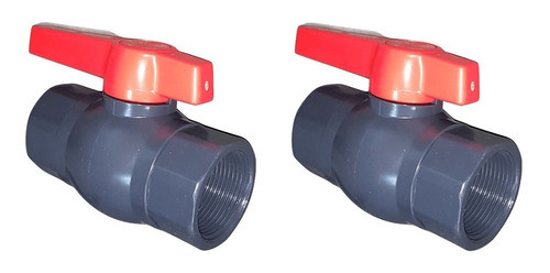 2 Llaves Paso Válvula Esférica Plástica Pvc 1 ¼´ Para Agua 0
