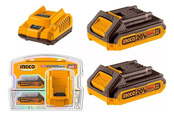 Set De 2 Baterias 20v 4.0 Amp + 1 Carg Ingco Fbcpk1424 0