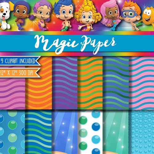Papeles Fondos Digitales Bubble Guppie - Imprimible Candy 0