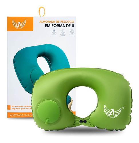 Almofada Encosto De Pescoço Inflável [verde] Ml 0