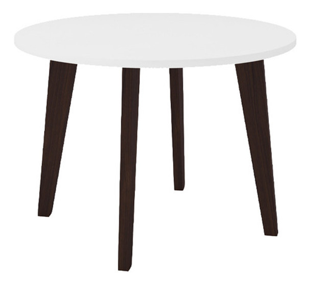 Mesa De Centro Caracas Tapa Blanca Redonda Con Patas Negras 0