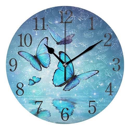 Senya - Reloj De Pared Con Mariposas, Silencioso, No Se Pue. 0