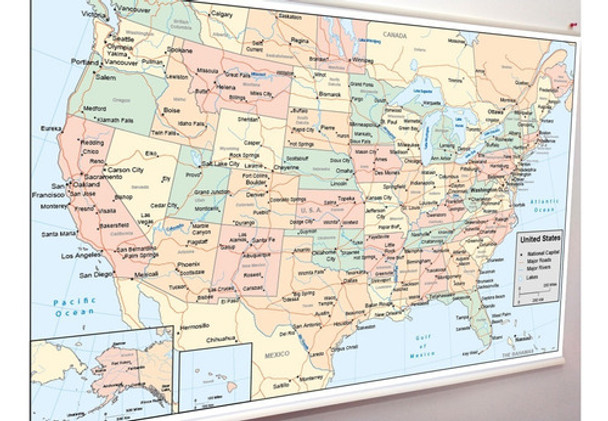 Mapa De Eeuu En Lona De 100 X 70 Cms. Listo Para Colgar 0