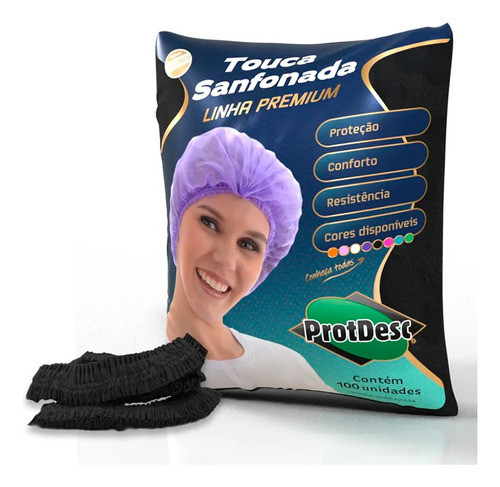 Touca Preta Laboratório Veterinário Clínica - 100 Unidades 0