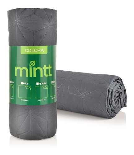 Colcha Cubrecama King Poliéster Gris Oscuro - Mintt 0