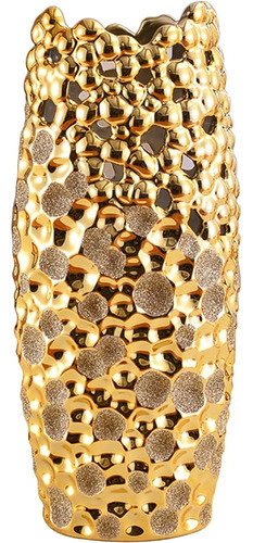 ~? Decoración Casera De Jarrón De Cerámica Dorada, Jarrón De 0