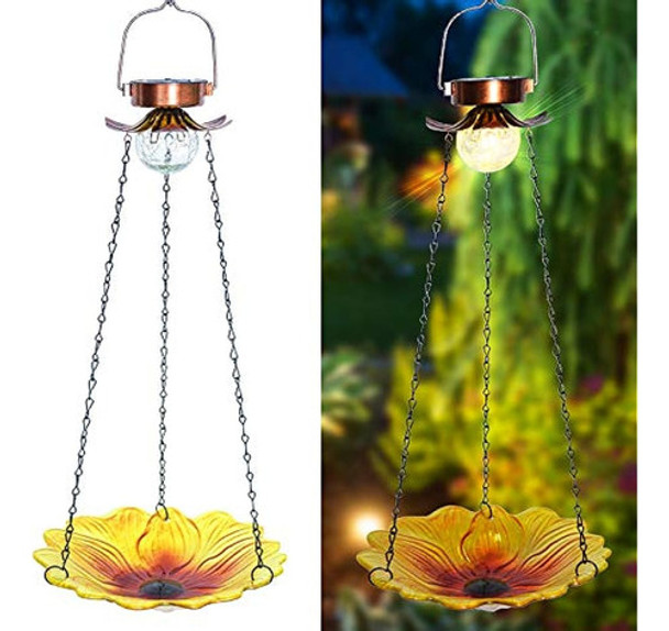 Alladinbox 24 Pulgadas Solar Wild Bird Bath / Feeder Outdoor 0