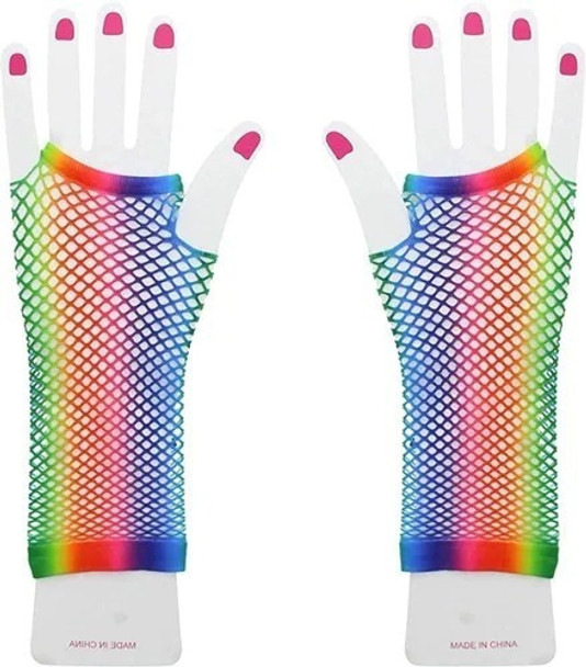 Guantes De Red Mitones Multicolor Largos Par 0