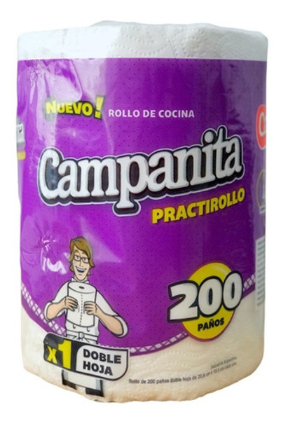 Papel Rollo De Cocina Practirollo X 200 Paños, Bolsón X 12 U 0